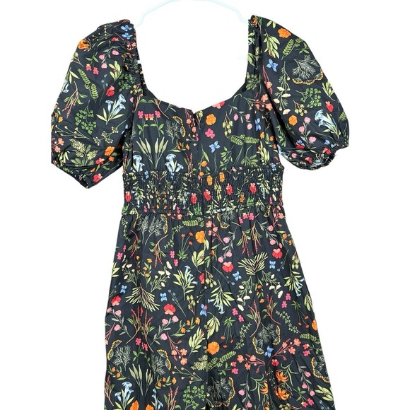Anthropologie Jumpsuit‎ Hutch Poplin Forest Blue Botanical Floral Womens XSmall - Picture 9 of 15